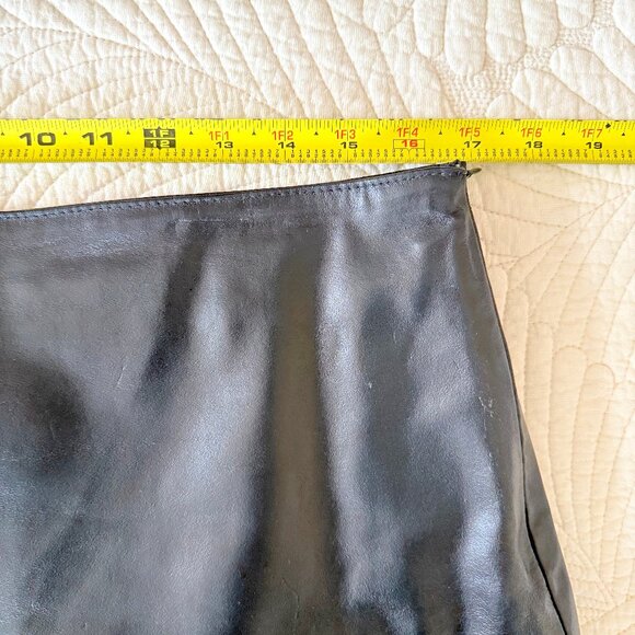 Vintage 1980s Finity Genuine Leather Black Mini Skirt Size 14 - Picture 12 of 13